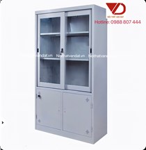 Tủ hồ sơ K3 2 kính lùa, 2 cánh sắt mở