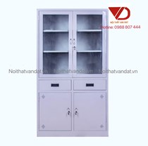TỦ SẮT 2 CÁNH KÍNH 2 NGĂN KÉO