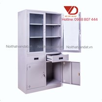 TỦ SẮT 2 CÁNH KÍNH 2 NGĂN KÉO